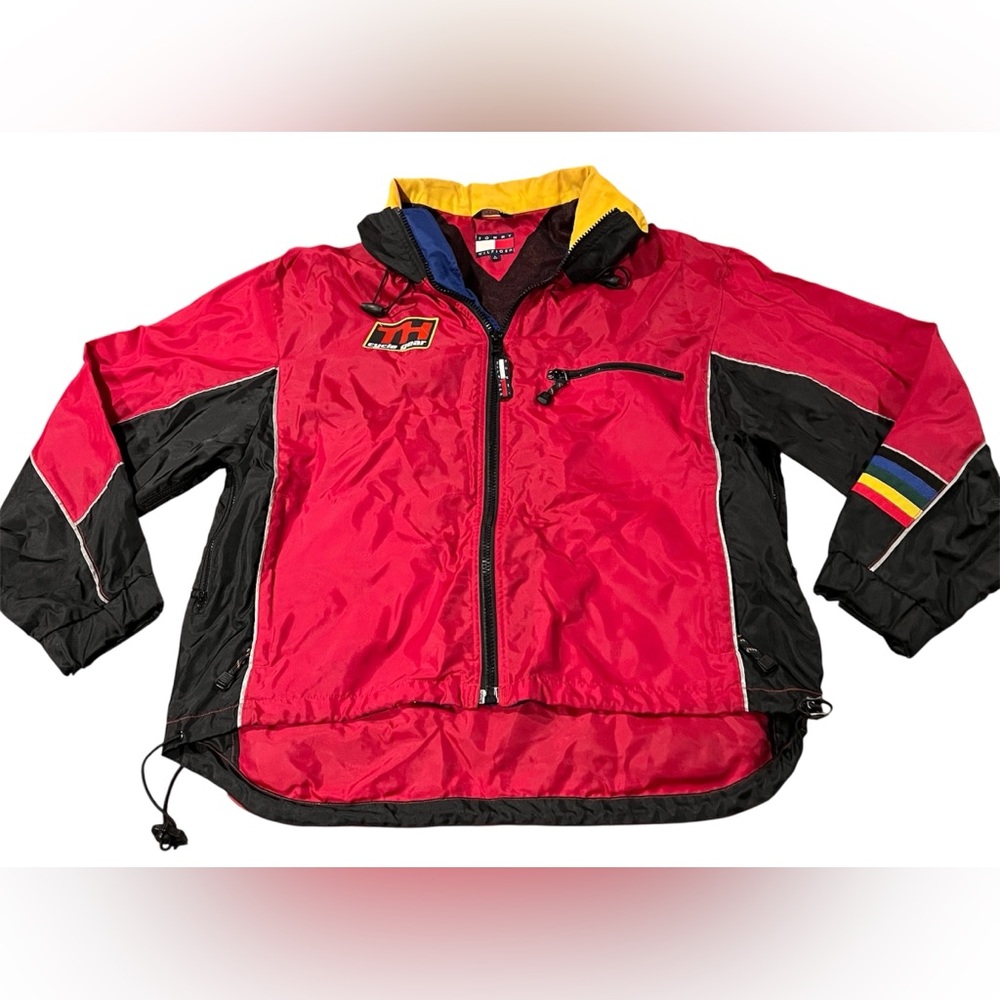 Vintage‎ Tommy Hilfiger Cycle Gear Jacket Men’s Large with Stow Hood